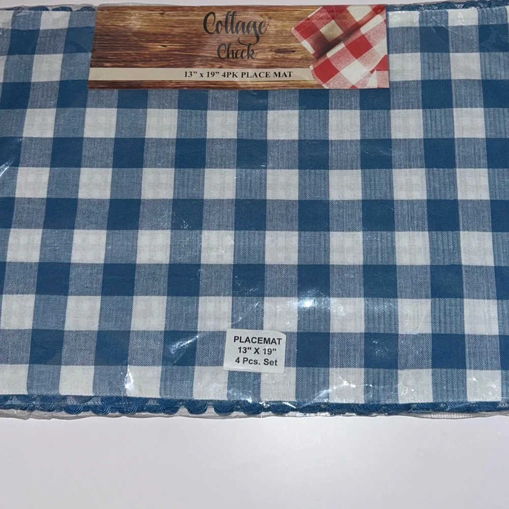 Cottage Check 13”x19” 4-Pk Placemat (2-Sided Design) 100% Cotton/Buffalo Print